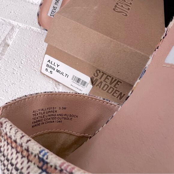 STEVE MADDEN ALLY Pointed Slip On Mule Size 5.5 Plaid Brown Multi - Picture 10 of 10